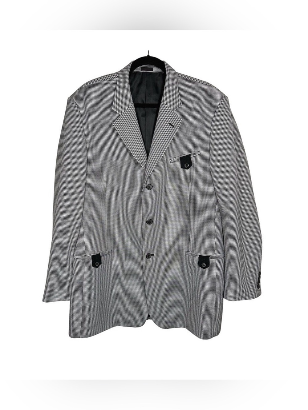 Mens Falcone Houndstooth Blazer Jacket Sport Coat Super 100's Disegno 44L Formal
